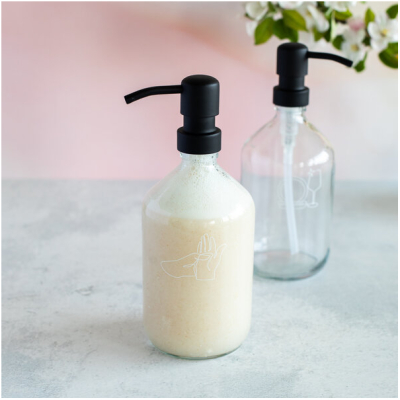 little bee fresh Seifenspender Weissglas 500 ml + Pumpspender "schwarz"