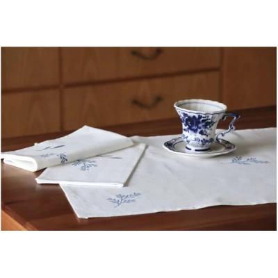 luscinia Tischläufer "Blaue Wildblumen" handbedruckt