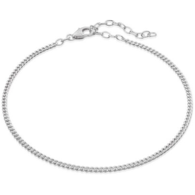 modabilé Fußkette Panzerkette flach 23cm +5cm 925 Sterling Silber Fußkettchen (2,4mm)