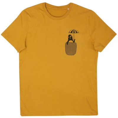 päfjes Pinguin Paul in Brusttasche mit Schirm - Fair Wear Männer Bio T-Shirt