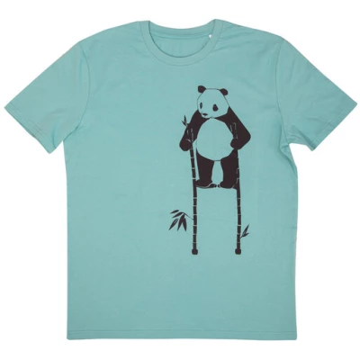päfjes Pow Panda auf Stelzen - Fair Wear Bio Männer T-Shirt - Teal Monstera