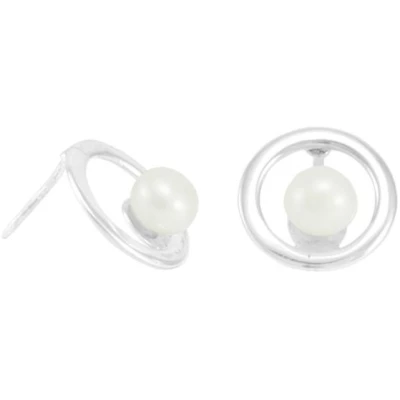 pakilia Silber Ohrringe Schaukelnde Perle Fair-Trade und handmade