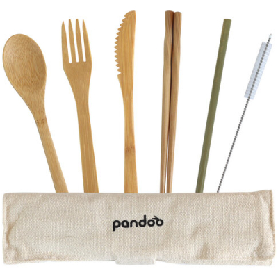 pandoo Bambus Picknick und Reise Besteck-Set | wiederverwendbar & umweltfreundlich