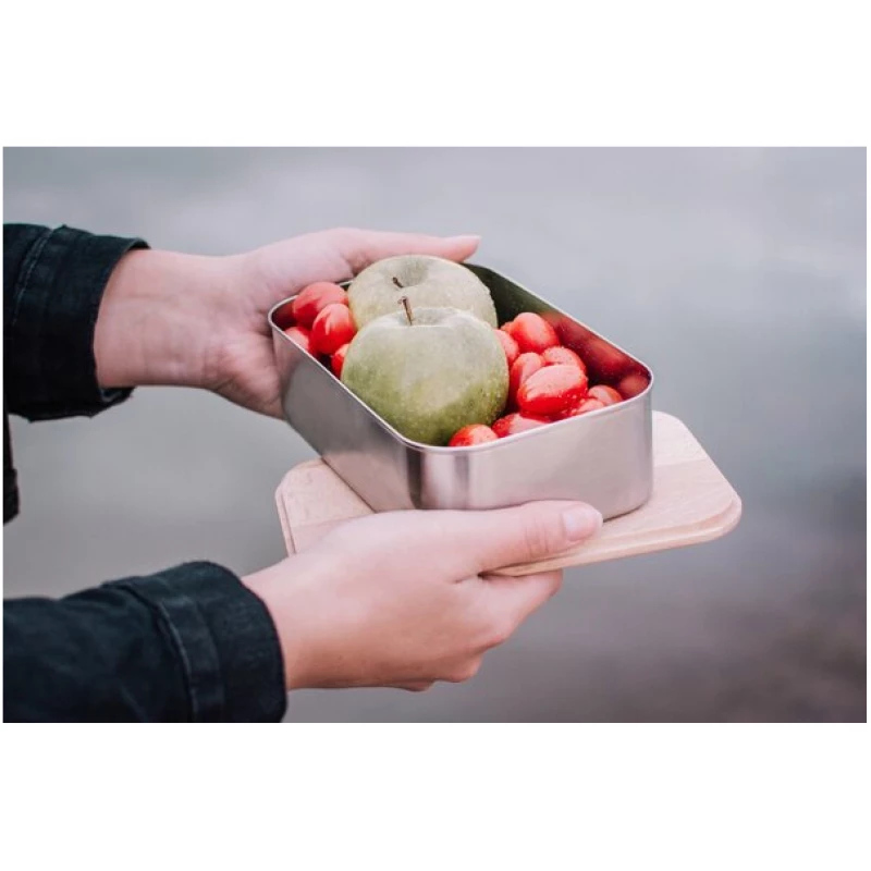 tindobo Lunchbox Premium "Waldpicknick" | Edelstahl | Buchenholz