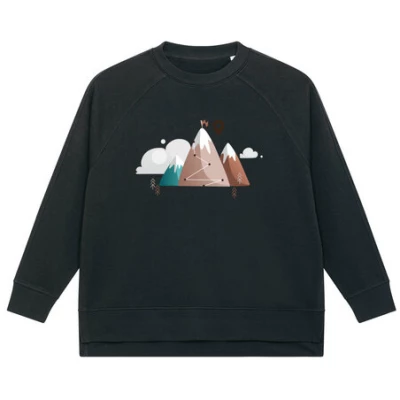 watapparel Oversize Sweatshirt Frauen Mountain Path & Clouds
