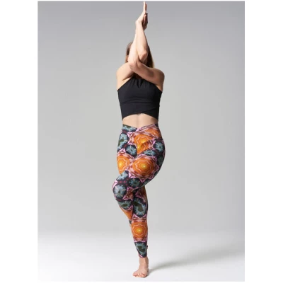 BUDEVI Yoga Leggings aus Bio Baumwolle, bunte Yogaleggings, Leggings mit hoher Taille