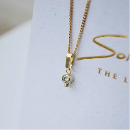 Diamond Dot Necklace - Gold 14k Re-used Diamond