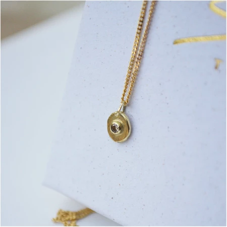 Diamond Pebble Necklace - Gold 14k Re-used Diamond