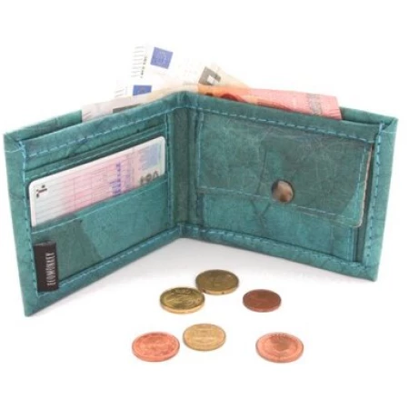 ECOMONKEY® Geldbörse mit Münzfach, veganes Lederimitat aus Blättern