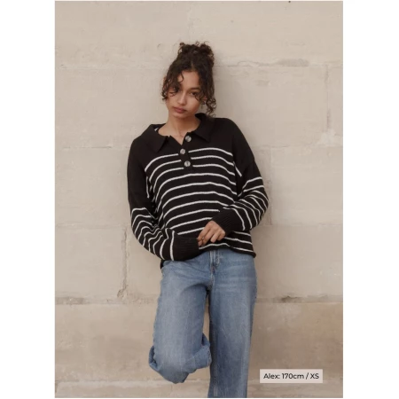 Elise Knit Sweater - Black White Striped