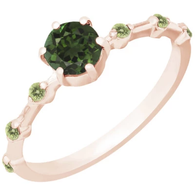 Eppi Ring mit einem grünen Turmalin und seitlichen Olivinen Imelda