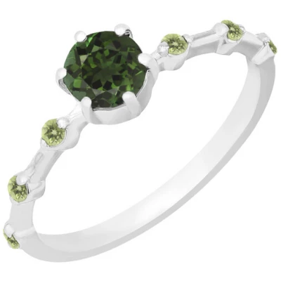 Eppi Ring mit einem grünen Turmalin und seitlichen Olivinen Imelda