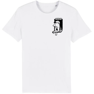 Husky-Bar mit Schnaps - Brust Motiv - päfjes Fair Wear Männer T-Shirt - White