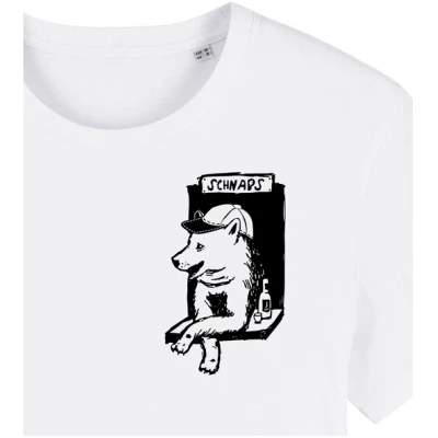 Husky-Bar mit Schnaps - Brust Motiv - päfjes Fair Wear Männer T-Shirt - White