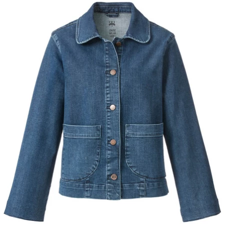 Jeansjacke mit Bubikragen aus Bio-Baumwolle, darkblue