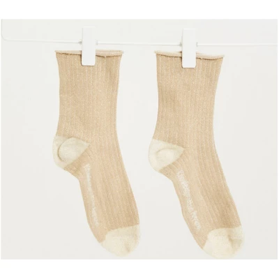KnowledgeCotton Apparel Socken - HONEY Lurex Glitter Rib Socks - aus Bio Baumwolle & recyceltem Polyester