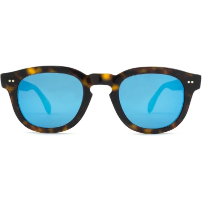Mauria Havana Blue Mirror / Round Square-frame Sunglasses