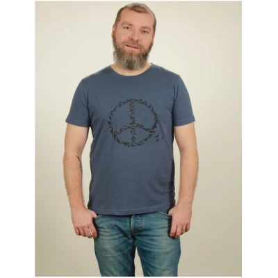 NATIVE SOULS Slub T-Shirt Herren - Peace - dark blue