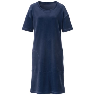 Nicki-Kleid mit Ziernähten aus Bio-Baumwolle, nachtblau