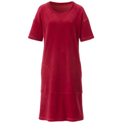 Nicki-Kleid mit Ziernähten aus Bio-Baumwolle, rubin
