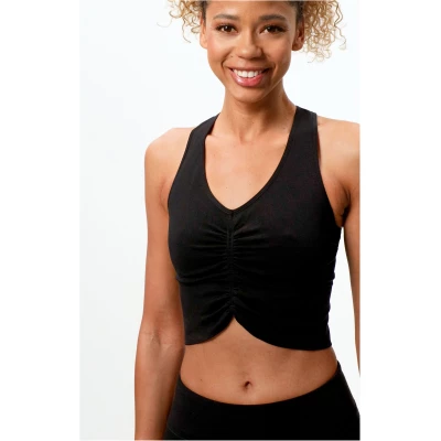 OGNX Yoga BH Cropped Top. Damen Yoga BH, schwarz, Größe I-III, recyceltes Polyester. Nachhaltige Yogakleidung