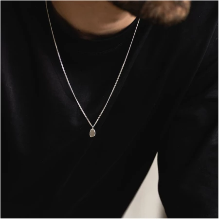 Pebble Necklace Men - Silver
