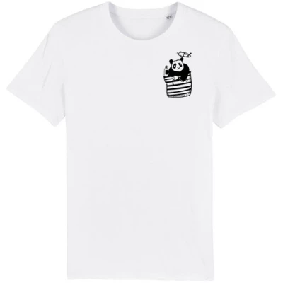 Pingzi Panda - Brust Motiv - päfjes Fair Wear Männer T-Shirt - White