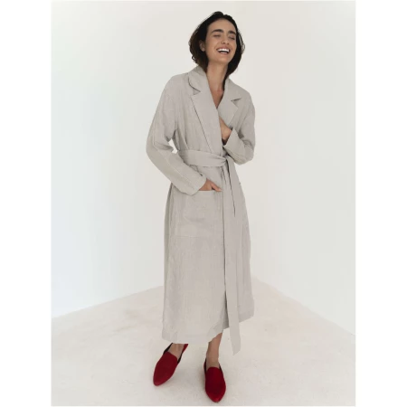 Relaxed-fit Linen Trench Coat in Brown