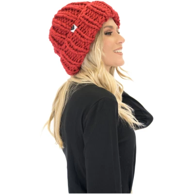 Ribbed Knit Beanie - Red