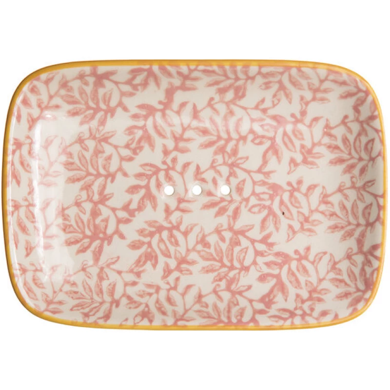TRANQUILLO Seifenschale aus Steinzeug mit floralen Mustern und Ornamenten 13,5 cm