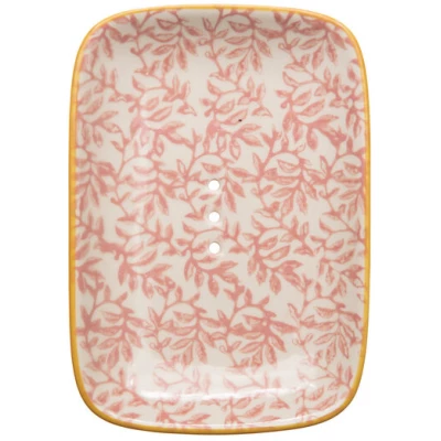 TRANQUILLO Seifenschale aus Steinzeug mit floralen Mustern und Ornamenten 13,5 cm