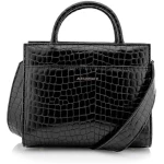 Vegan Leather Handbag TRUE Midi - Black Ink Croco