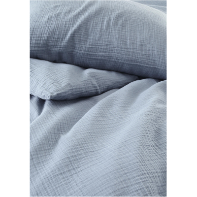 hessnatur Baby Musselin Bettwäsche-Set aus Bio-Baumwolle - blau - Größe 100x135 / 40x60 cm