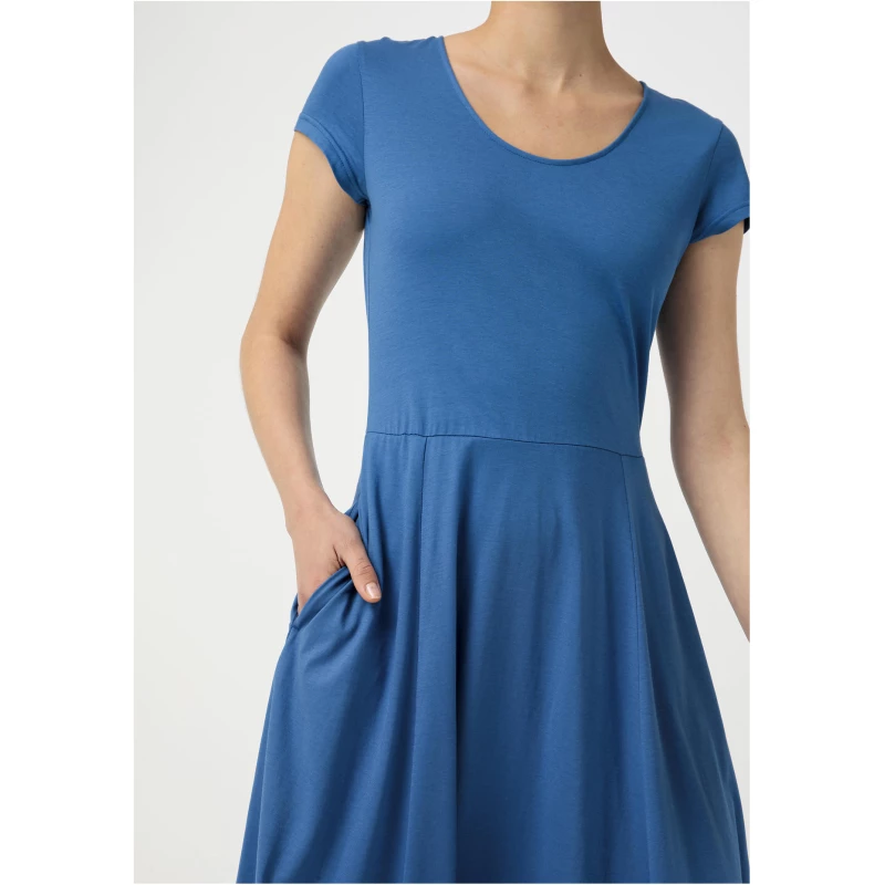 hessnatur Damen Jersey-Kleid aus Bio-Baumwolle - blau - Größe 34