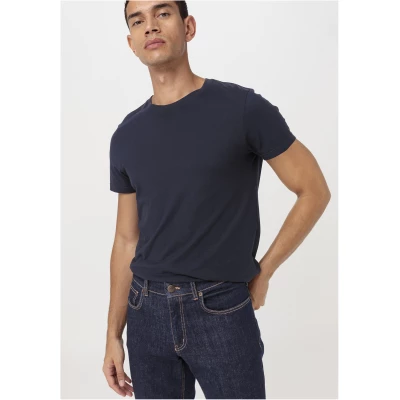hessnatur Herren Basic T-Shirt Regular aus Bio-Baumwolle im 2er-Pack - blau - Größe 46