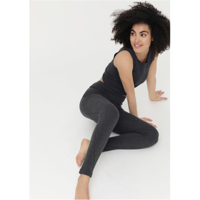 hessnatur Loungewear Sport Leggings aus Bio-Merinowolle mit Bio-Baumwolle - grau - Größe 34