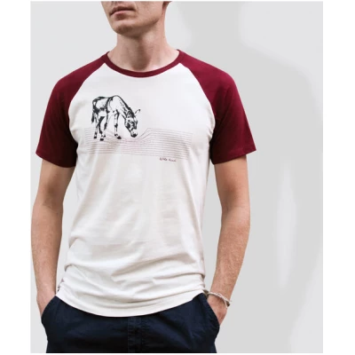 little kiwi Herren T-Shirt, "Eselchen", Burgundy/White