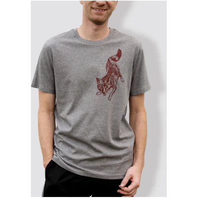little kiwi Herren T-Shirt, "Fuchs", Grau