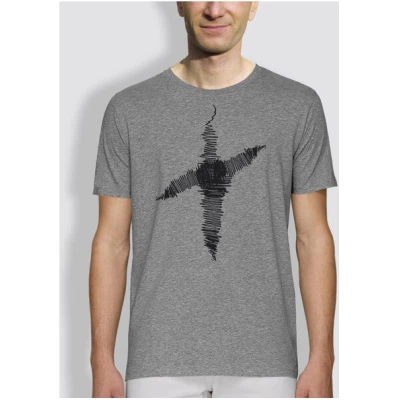little kiwi Herren T-Shirt, "Linienkreuz", Grau