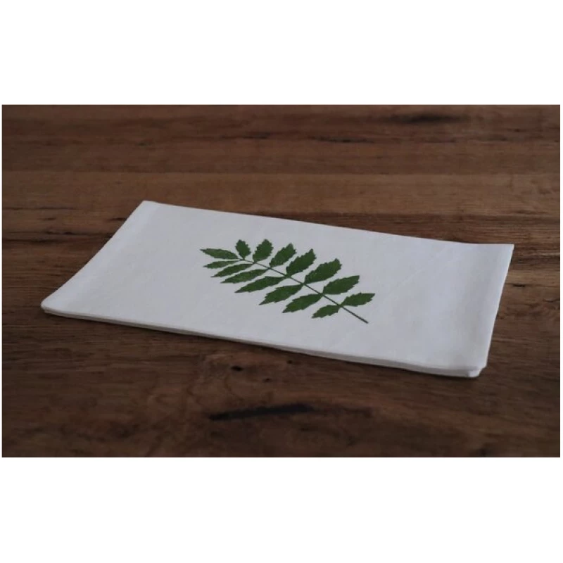 luscinia Stoffserviette und Stofftasche "Pflanzeblatt" handbedruckt