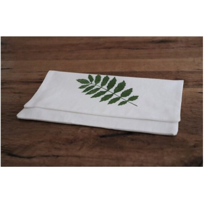 luscinia Stoffserviette und Stofftasche "Pflanzeblatt" handbedruckt