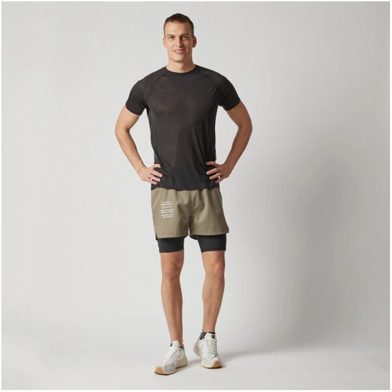 runamics Kurze Herren Sport Leggings / Running Tights / Laufhose mit Taschen - schwarz
