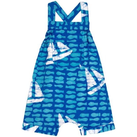 Global Mamas Baby Strampler - Fische - Bio Baumwolle - Blau