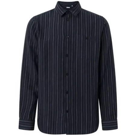 KnowledgeCotton Apparel Leinenhemd - Long sleeve striped linen custom fit shirt - aus Bio-Leinen - mit Kragen