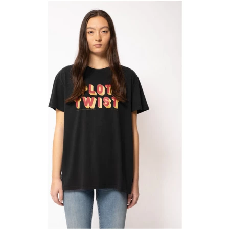 Nudie Jeans Damen T-Shirt mit Print "TINA Plot Twist", black