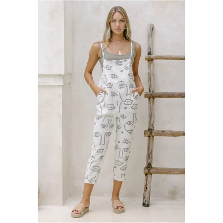 Printed Jumpsuit White - Jumpsuit For Women