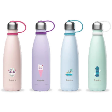 Qwetch Kids Collection isolierte Edelstahl Trinkflasche 500ml Kids Collection Pastell Farben 500ml - isoliert