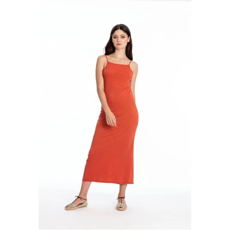 RAVENS VIEW IBIZA Damen vegan Kleid Farah Terracotta Orange
