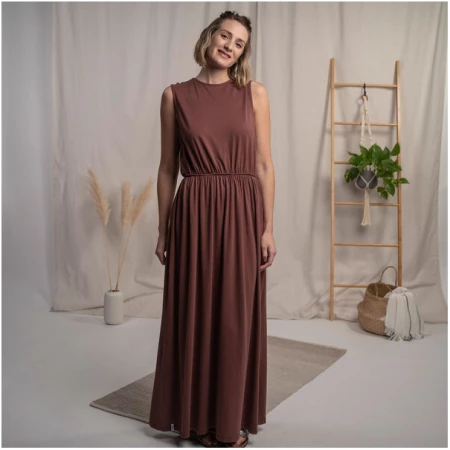 Vresh Clothing Vrancine - Maxi Kleid aus Tencel-Mix, Rotbraun