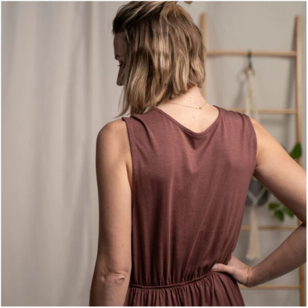 Vresh Clothing Vrancine - Maxi Kleid aus Tencel-Mix, Rotbraun